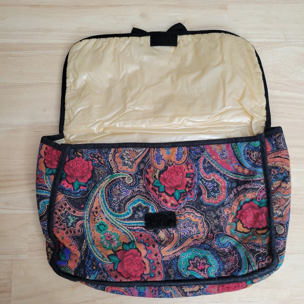 Vintage Diane von Furstenberg Paisley‎ Floral Toiletry Bag Large Cosmetic Pouch
